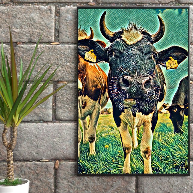 Cute and funny cow, abstract poster (Creator Uploaded)