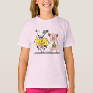 Cute and Funny Cow and Pig Friends T-Shirt