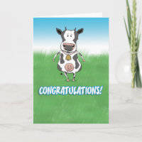 Cute and Funny Cow in Field Congratulations