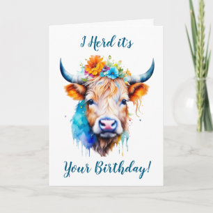 Cute and Funny Cow Puns Birthday Card