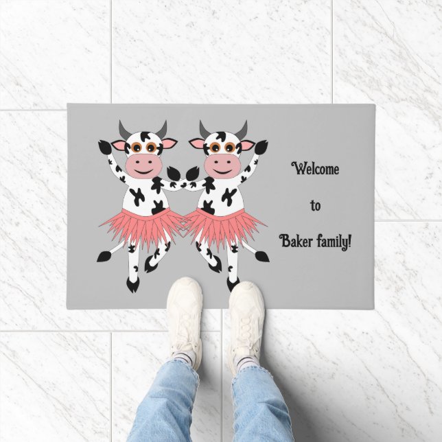 Cute and funny dancing cows    doormat (Indoor)