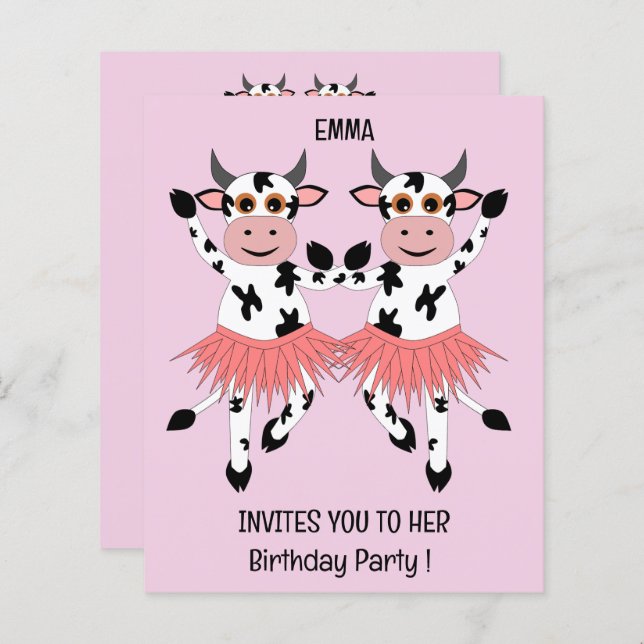 Cute and funny dancing cows - kids birthday  (Front/Back)