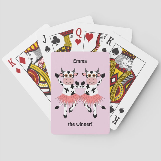 Cute and funny dancing cows    playing cards (Back)