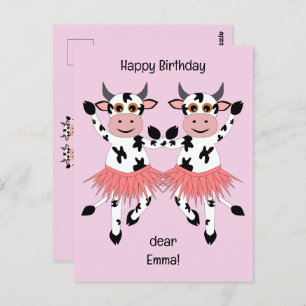 Cute and funny dancing cows  postcard