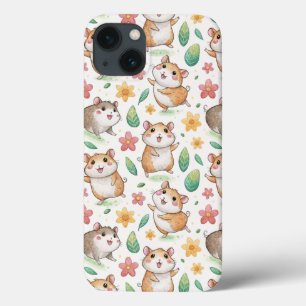 Cute and funny dancing hamster pattern iPhone 13 case