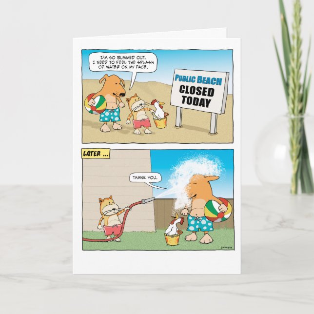 Cute and Funny Dog and Cat Birthday Card (Front)