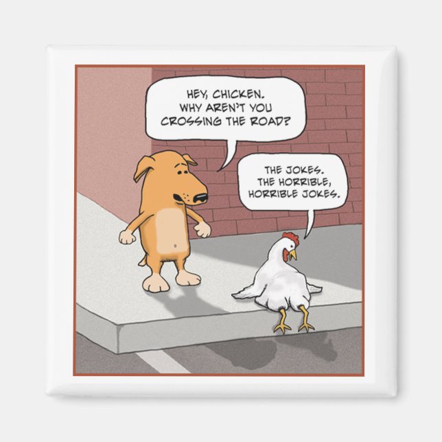 Cute and Funny Dog and Chicken Magnet (Front)