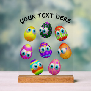 Cute and Funny Easter Eggs Cartoon Acrylic Sign