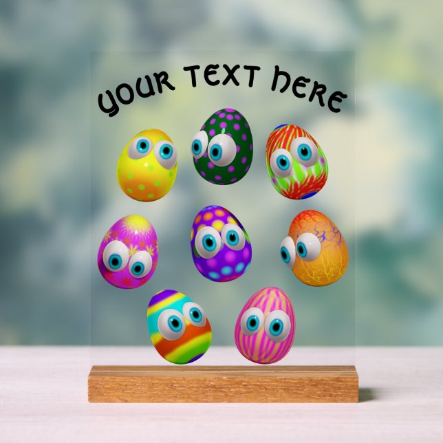 Cute and Funny Easter Eggs Cartoon Acrylic Sign (Neutral)
