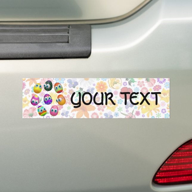 Cute and Funny Easter Eggs Cartoon Bumper Sticker (On Car)