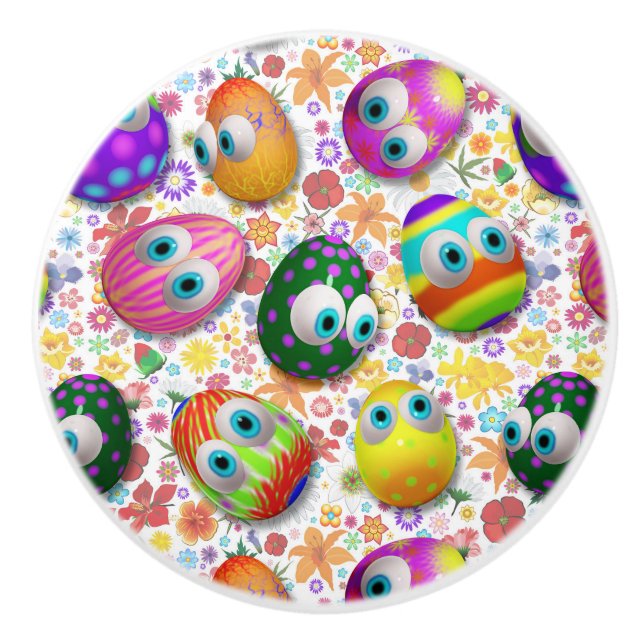 Cute and Funny Easter Eggs Cartoon Ceramic Knob (Front)