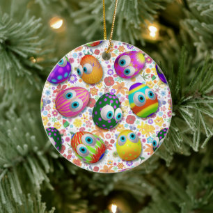 Cute and Funny Easter Eggs Cartoon Ceramic Ornament