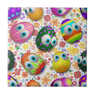 Cute and Funny Easter Eggs Cartoon Ceramic Tile