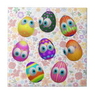 Cute and Funny Easter Eggs Cartoon Ceramic Tile