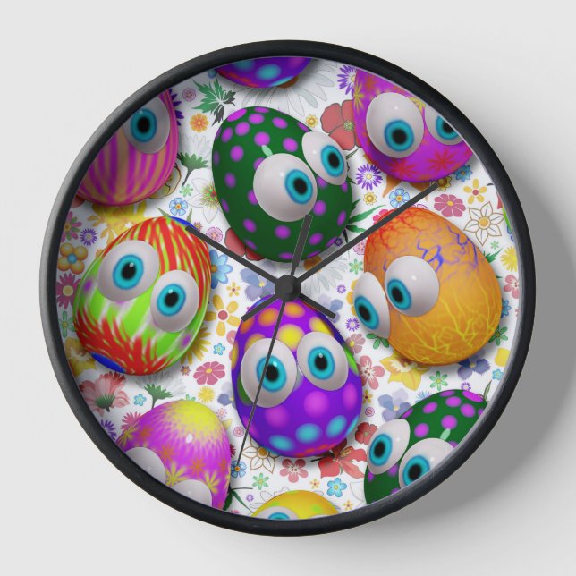 Cute and Funny Easter Eggs Cartoon Clock (Front)