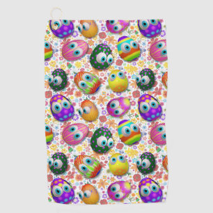 Cute and Funny Easter Eggs Cartoon Golf Towel