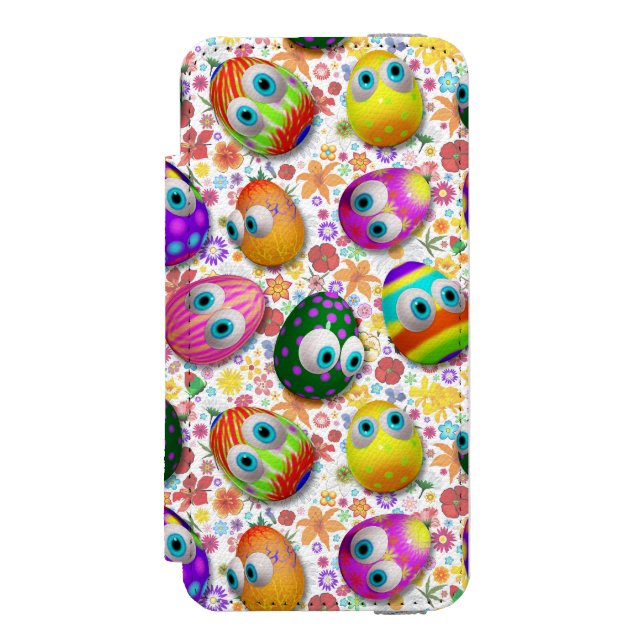 Cute and Funny Easter Eggs Cartoon Incipio iPhone Wallet Case (Folio Front)