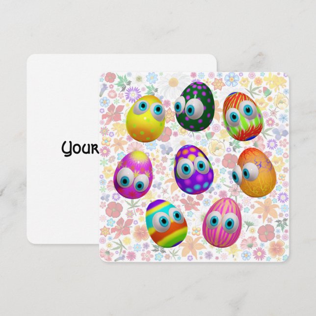Cute and Funny Easter Eggs Cartoon Invitation (Front/Back)