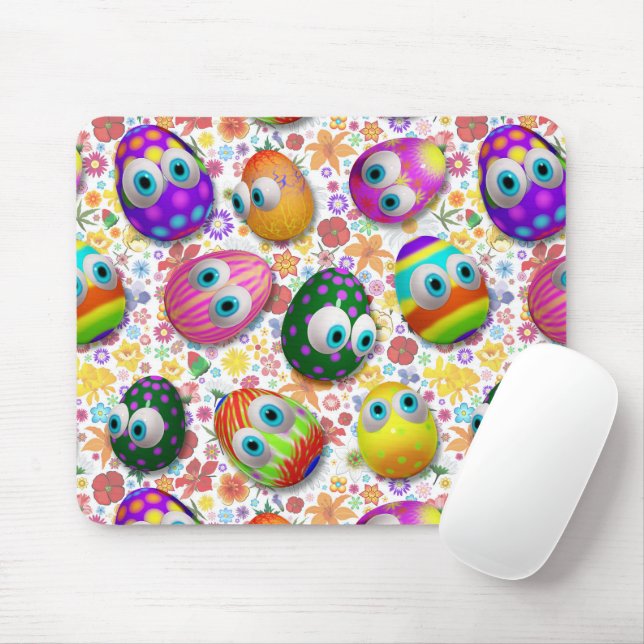 Cute and Funny Easter Eggs Cartoon Mouse Pad (With Mouse)