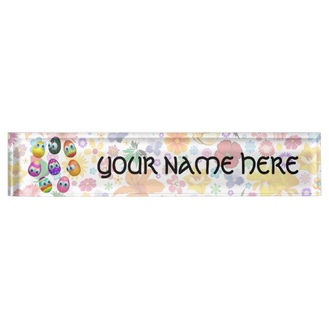 Cute and Funny Easter Eggs Cartoon Nameplate (Front)