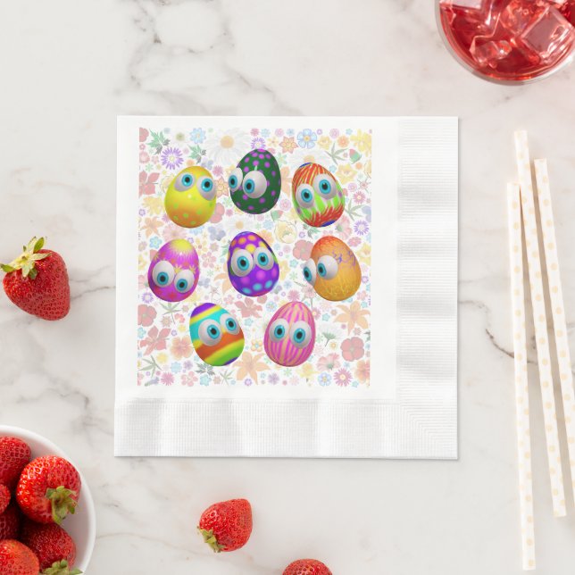 Cute and Funny Easter Eggs Cartoon Napkin (Insitu)