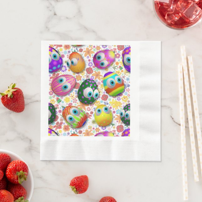 Cute and Funny Easter Eggs Cartoon Napkin (Insitu)