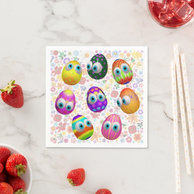 Cute and Funny Easter Eggs Cartoon Napkin (Insitu)