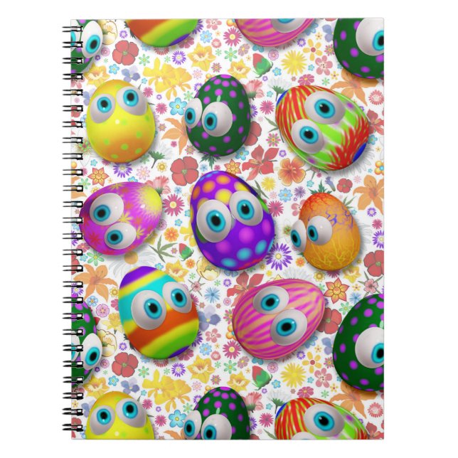 Cute and Funny Easter Eggs Cartoon Notebook (Front)