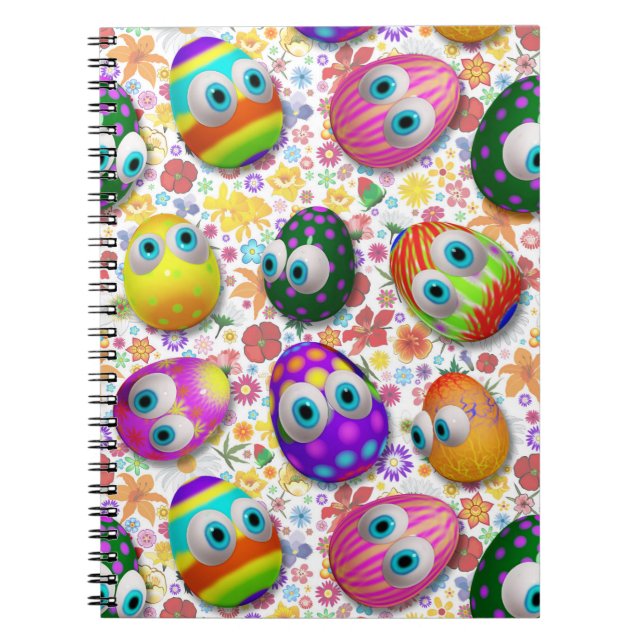 Cute and Funny Easter Eggs Cartoon Notebook (Front)