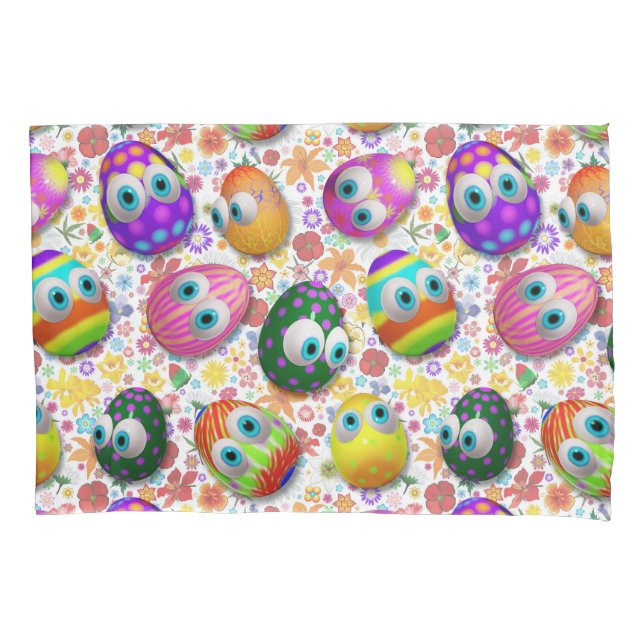 Cute and Funny Easter Eggs Cartoon Pillowcase (Front)
