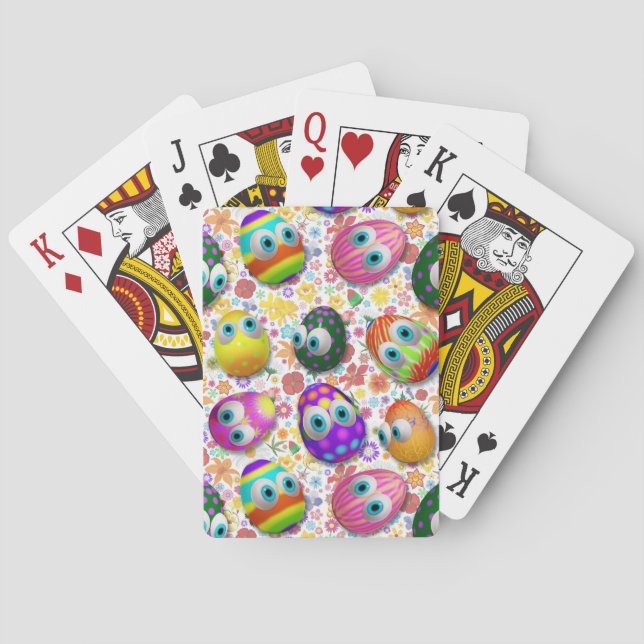 Cute and Funny Easter Eggs Cartoon Playing Cards (Back)