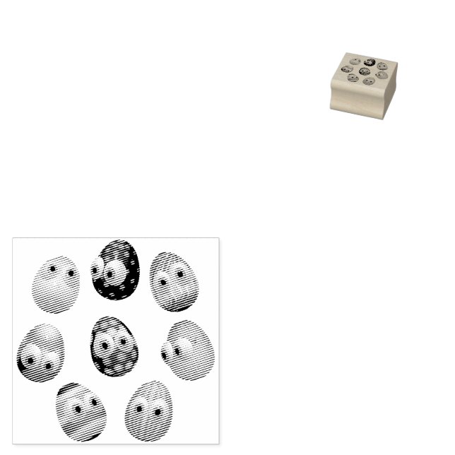 Cute and Funny Easter Eggs Cartoon Rubber Stamp (Stamped)