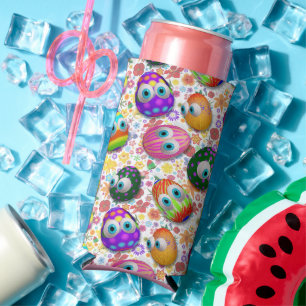 Cute and Funny Easter Eggs Cartoon Seltzer Can Cooler