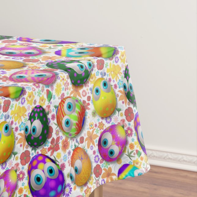 Cute and Funny Easter Eggs Cartoon Tablecloth (In Situ)