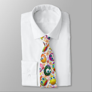 Cute and Funny Easter Eggs Cartoon Tie