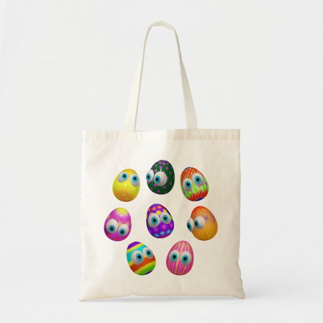 Cute and Funny Easter Eggs Cartoon Tote Bag (Front)