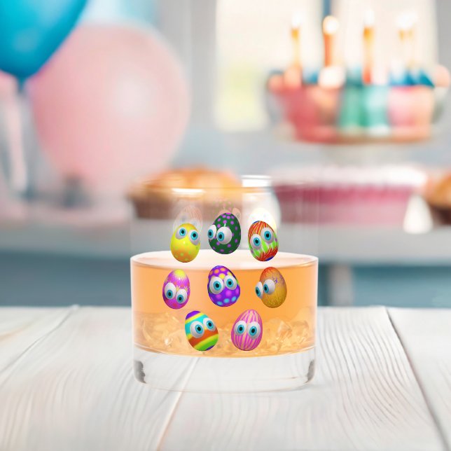 Cute and Funny Easter Eggs Cartoon Whiskey Glass (Insitu (Baby Shower))