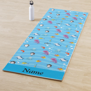 cute and funny fish ocean blue Personalized Kids Yoga Mat