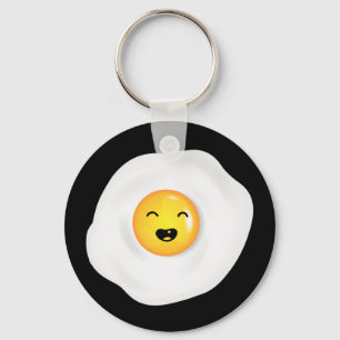 Cute and Funny Fried Egg American Breakfast Key Ring