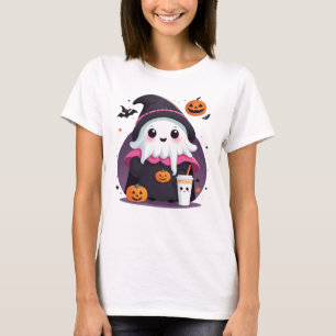 cute and funny ghost halloween chocolate  T-Shirt