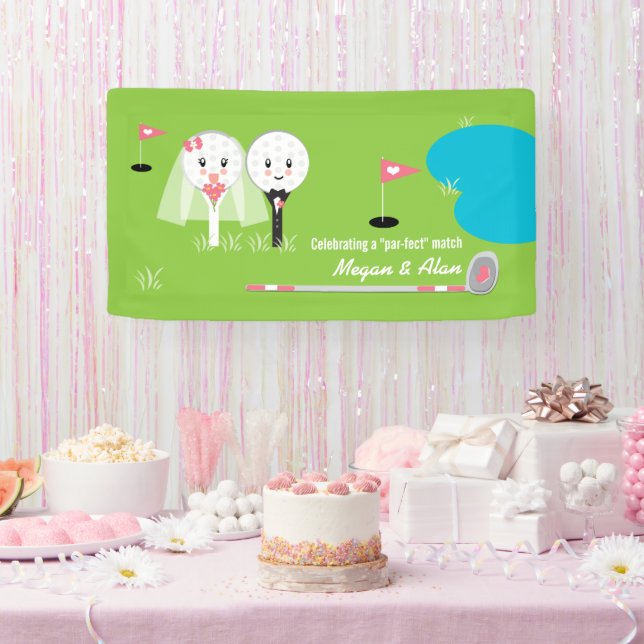 Cute and Funny Golf Ball Wedding Shower Banner (Party)