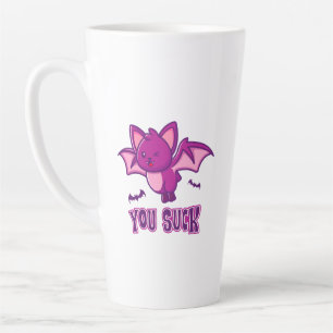 Cute and Funny Halloween Vampire Bats You Suck Latte Mug