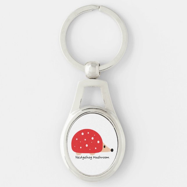 Cute and Funny Hedgehog Mushroom Key Ring (Front)