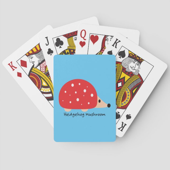 Cute and Funny Hedgehog Mushroom Playing Cards (Back)