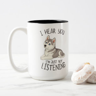 Cute and Funny Husky Two-Tone Coffee Mug
