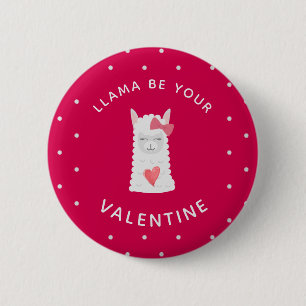 Cute and Funny LLama Valentine's Day 6 Cm Round Badge