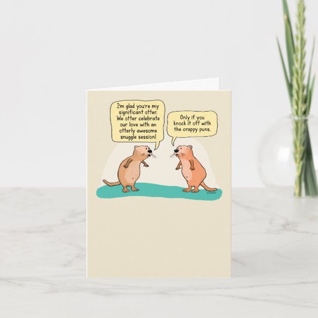 Cute and Funny Otter Puns Anniversary Card (Front)