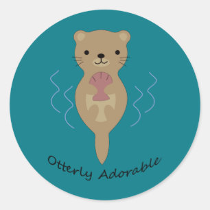 Cute and Funny Otterly Adorable Otter Classic Round Sticker
