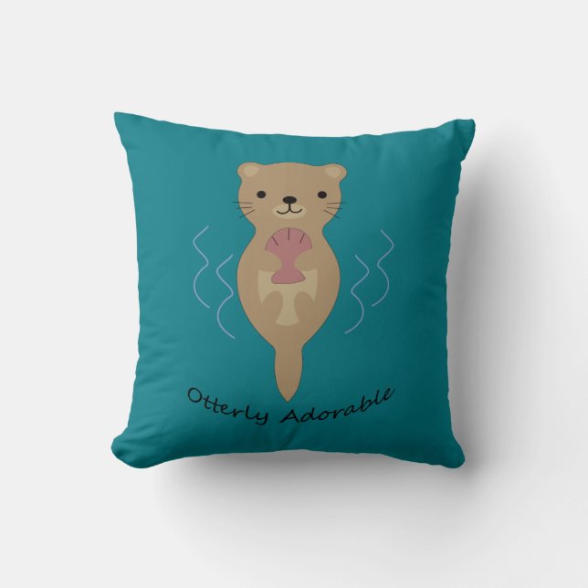 Cute and Funny Otterly Adorable Otter Cushion (Front)