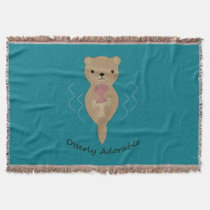 Cute and Funny Otterly Adorable Otter Throw Blanket